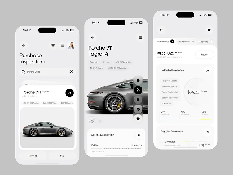 A high-performance car dashboard UI showing real-time insurance premium verification